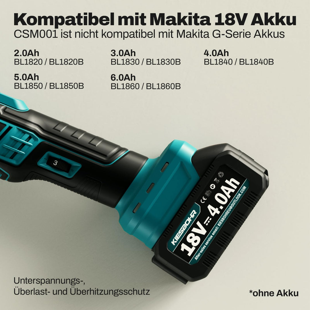 Multifunktionswerkzeug Bürstenlos 18V Makita-kompatibel mit 20-tlg. Zubehör - Bild 2