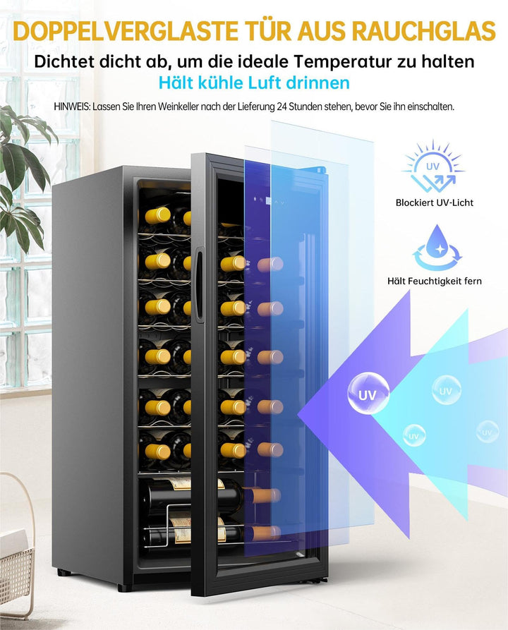 Weinkühlschrank Kompressor 82 L für 28 Flaschen mit Glastür LED - Bild 4