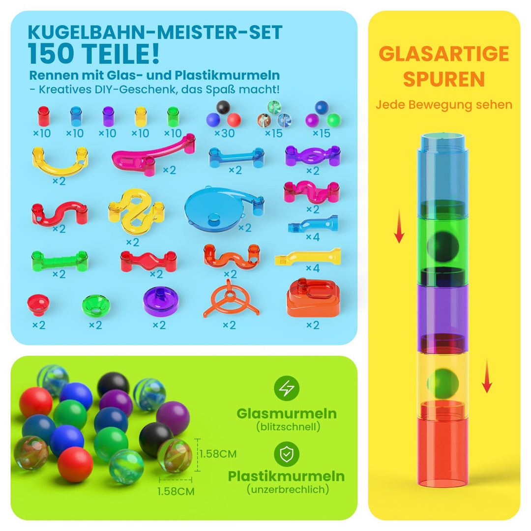 Kugelbahn Set 150 Teile transparent ABS für Kinder ab 6 Jahren - Bild 2
