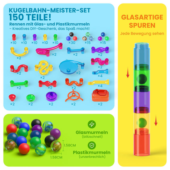 Kugelbahn Set 150 Teile transparent ABS für Kinder ab 6 Jahren - Bild 2