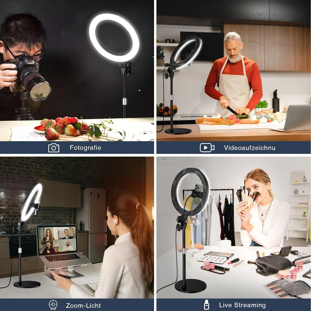 Ringlicht mit Stativ 10,5 Zoll 3 Farbtemperaturen USB Tisch - Bild 2