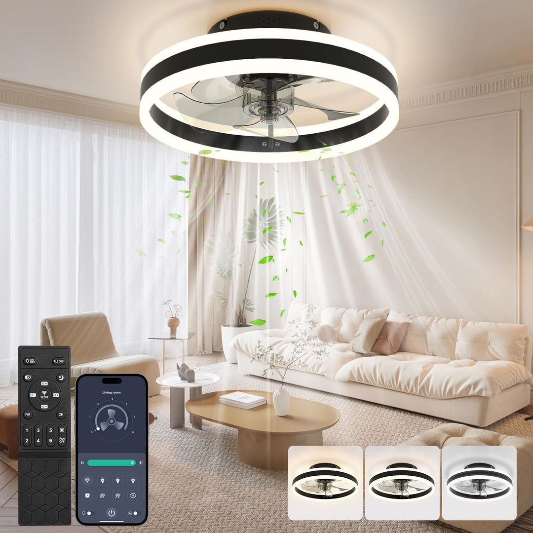 Deckenventilator mit LED-Beleuchtung 48W dimmbar 6 Stufen schwarz - Bild 2