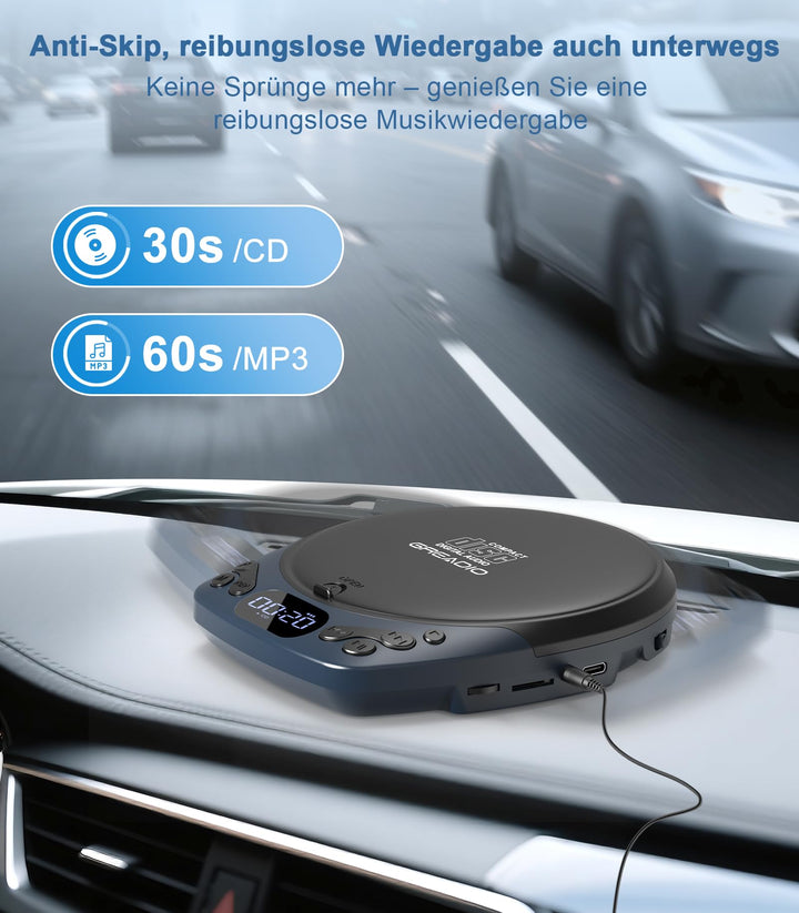 CD-Player tragbar wiederaufladbar mit Kopfhörer AUX TF-Karte - Bild 6