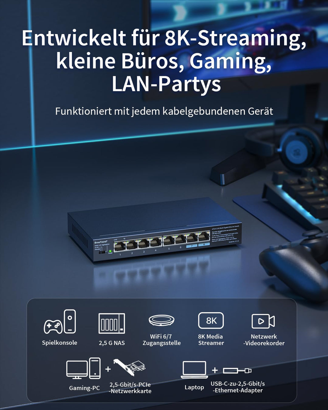 Netzwerk Switch 8-Port 2,5 Gbit/s mit VLAN &amp; Link Aggregation - Bild 3