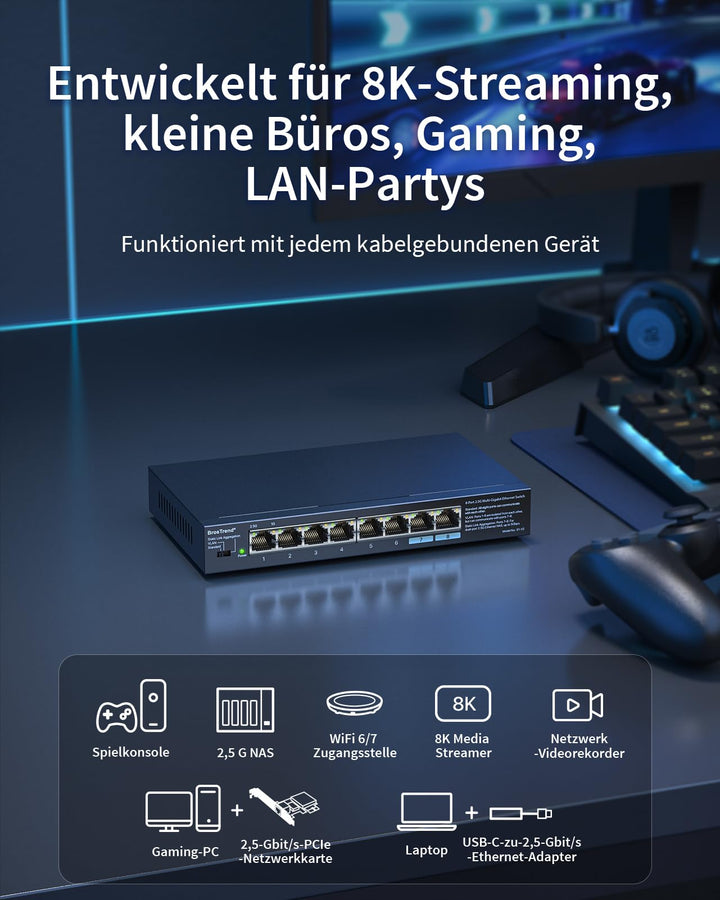 Netzwerk Switch 8-Port 2,5 Gbit/s mit VLAN &amp; Link Aggregation - Bild 3