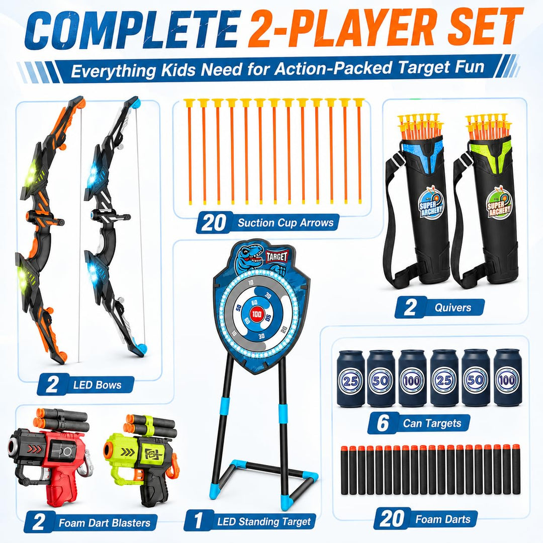 LED Bogenschiesset Kinder 4-12 Jahre mit Zielscheibe 2er-Set - Bild 5