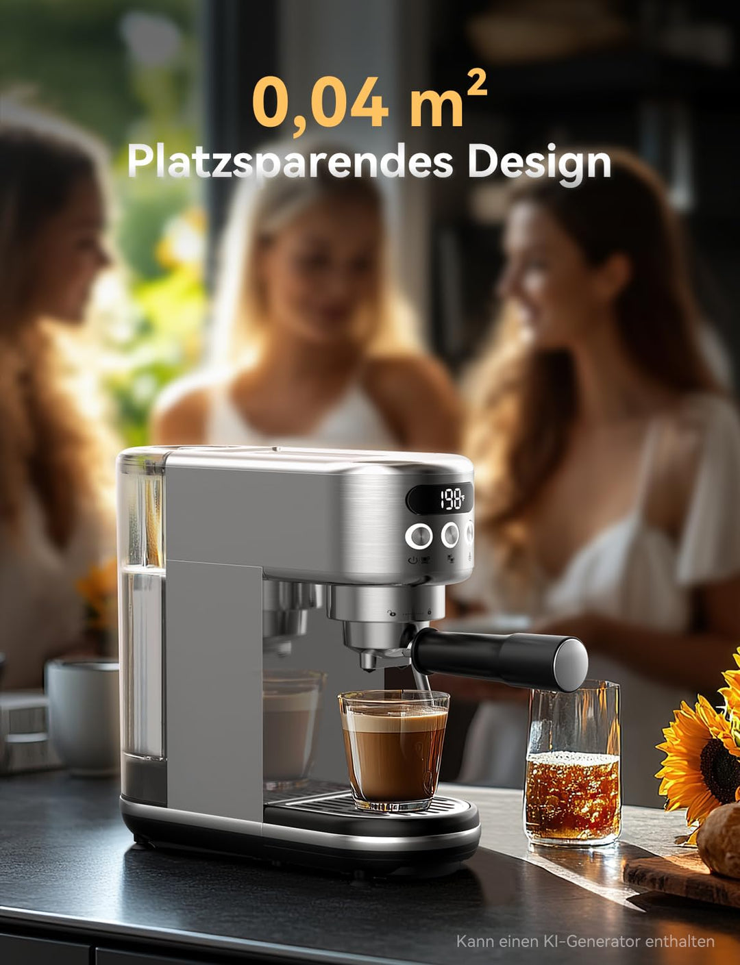 Siebträgermaschine Edelstahl 20 Bar 1350W kompakt für Espresso - Bild 6