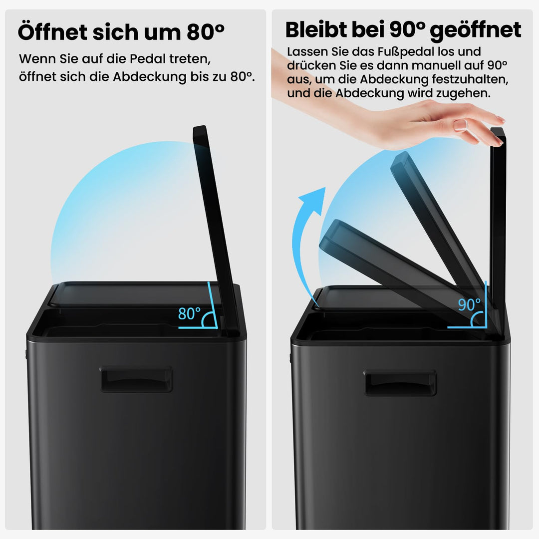 Mülleimer Küche 60L Doppelfach Stahl Softclose Mülltrennung - Bild 5