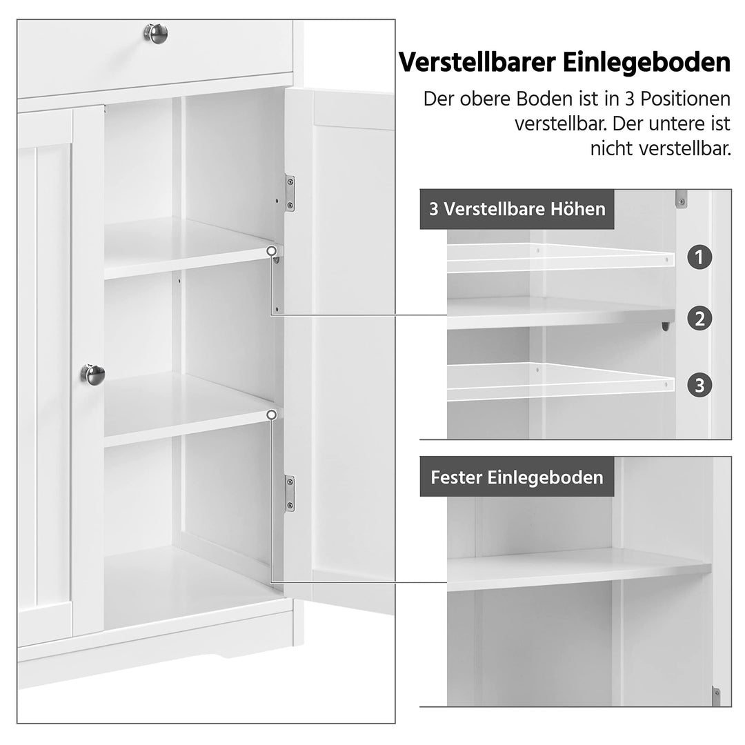 Badezimmerschrank weiss 4 Schubladen 2 Tueren MDF 81x30x81,5 cm - Bild 4