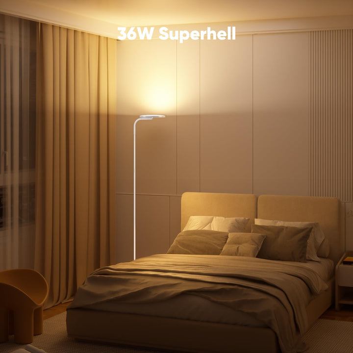LED Stehlampe Dimmbar 36W mit Fernbedienung 3000K-6000K Weiss - Bild 2