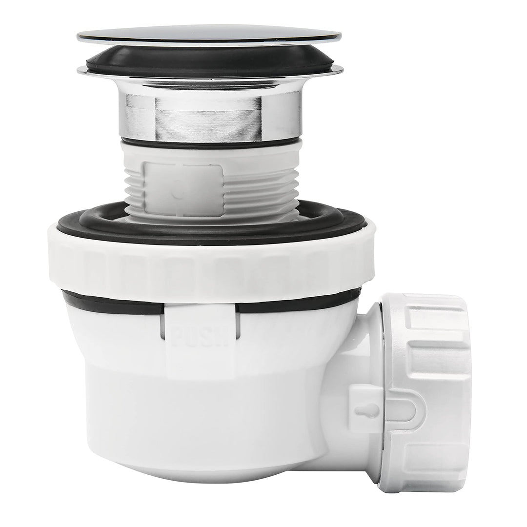 Waschbecken Siphon-Set ultrakompakt 6,7 cm verchromt mit Ablaufgarnitur - Bild 2