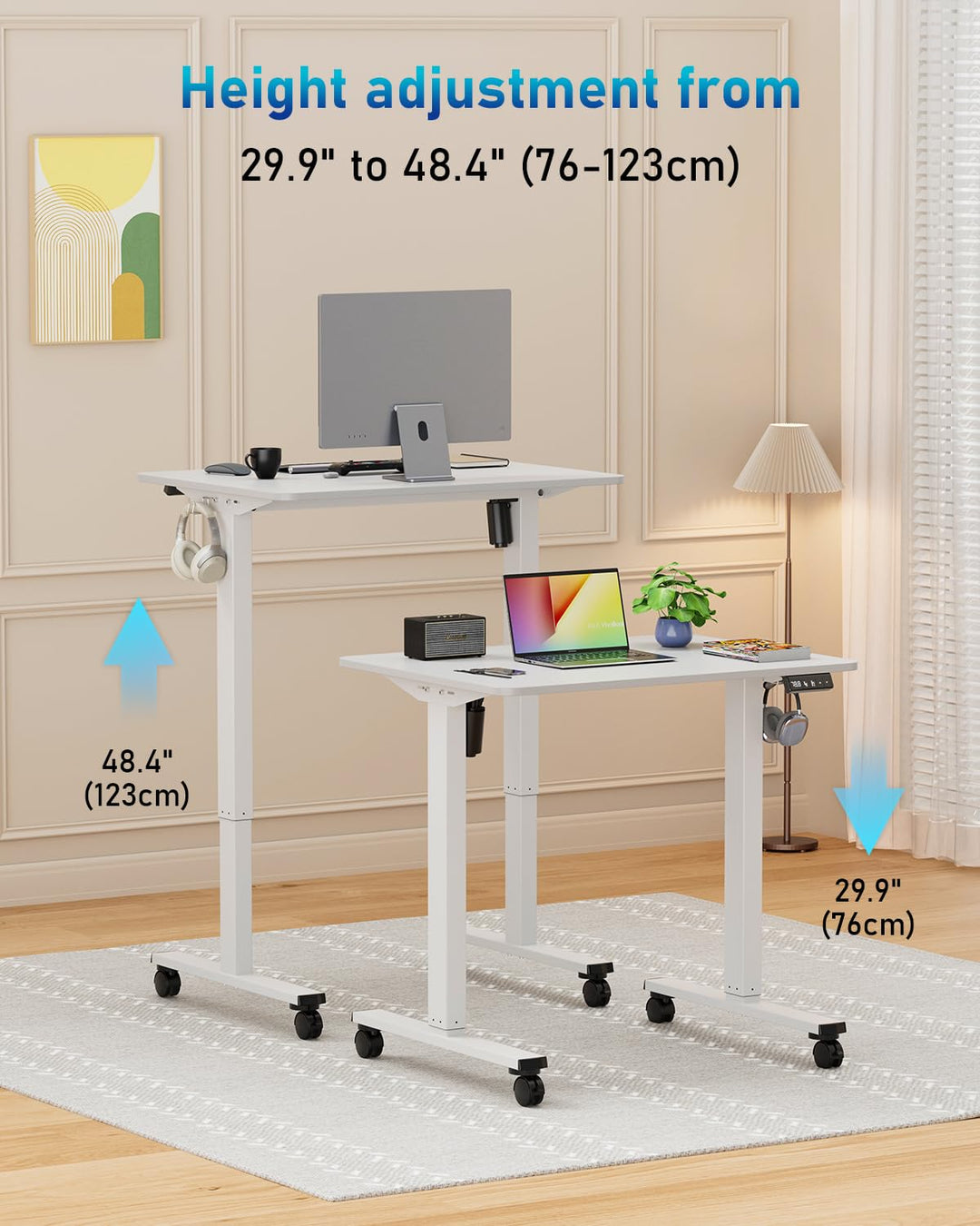Schreibtisch elektrisch höhenverstellbar 80x60 cm mit Memory Homeoffice