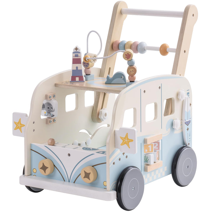 Lauflernwagen Holz Bus-Design mit Aktivitätsbrett für Kleinkinder - Bild 9