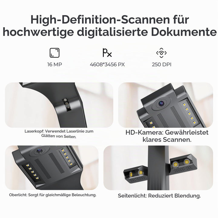 Buchscanner 16 MP A3 mit OCR und Laser-Abflachung fuer Windows &amp; macOS - Bild 6