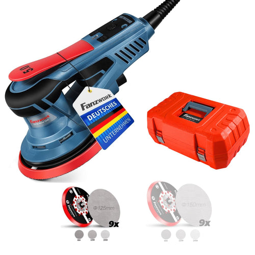 Exzenterschleifer Bürstenlos 350W 5mm Hub 125/150mm Set