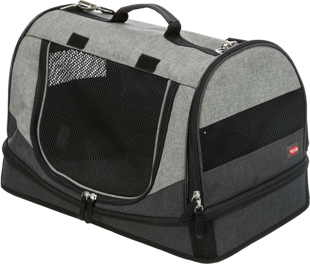 Katzentransporttasche Stoff 30x30x50 cm schwarz/grau mit Schulterriemen - Bild 2