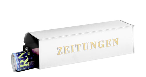 Zeitungsrolle Aussen verzinkter Stahl eckig 425mm Wandmontage weiss