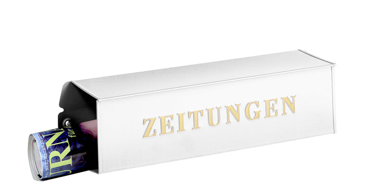 Zeitungsrolle Aussen verzinkter Stahl eckig 425mm Wandmontage weiss