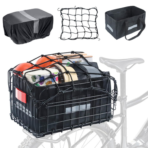 Fahrradkorb Gepäckträger hinten faltbar 40x28x22 cm schwarz