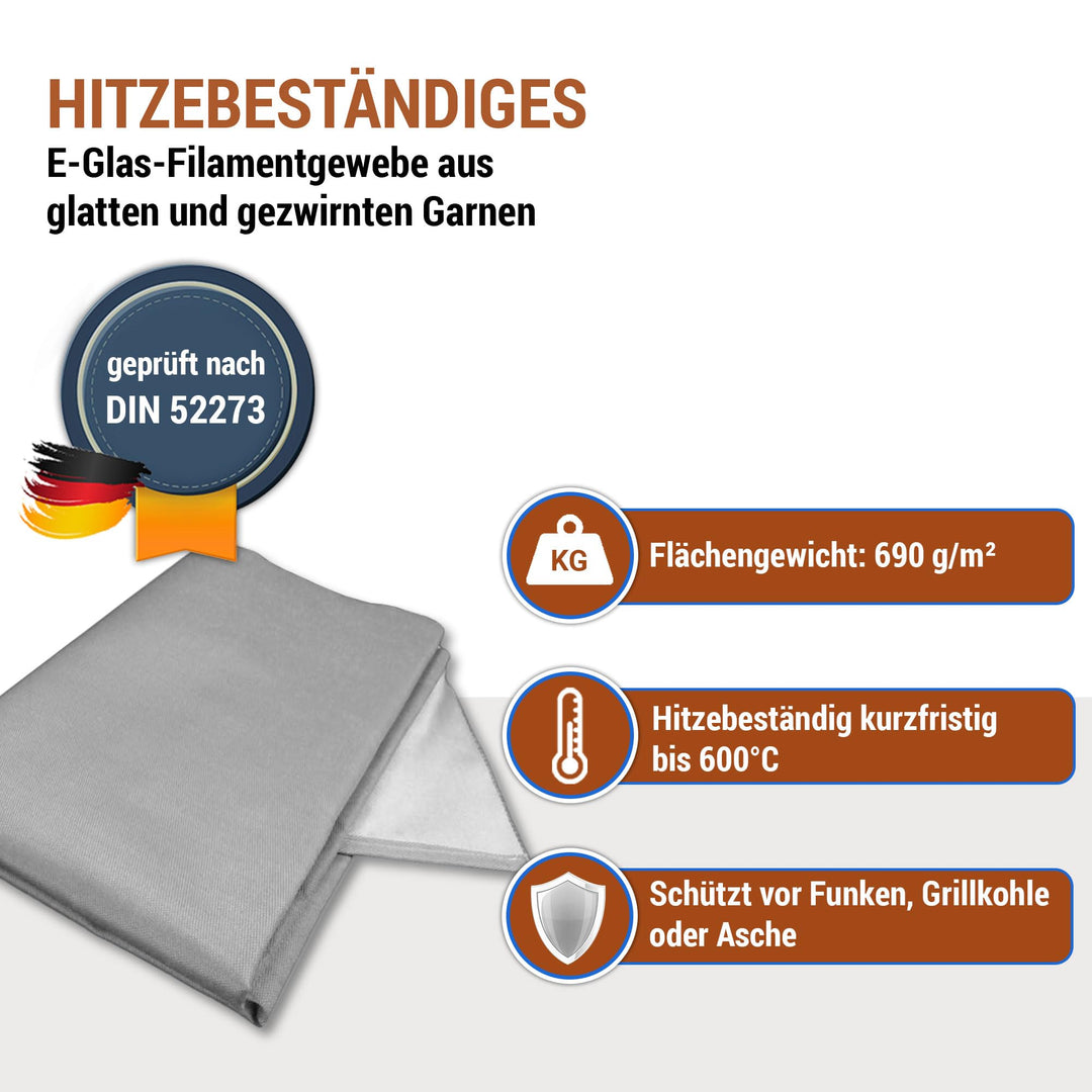 Bodenschutzmatte Kamin &amp; Grill feuerfest 550°C 1x1 m Grau - Bild 3