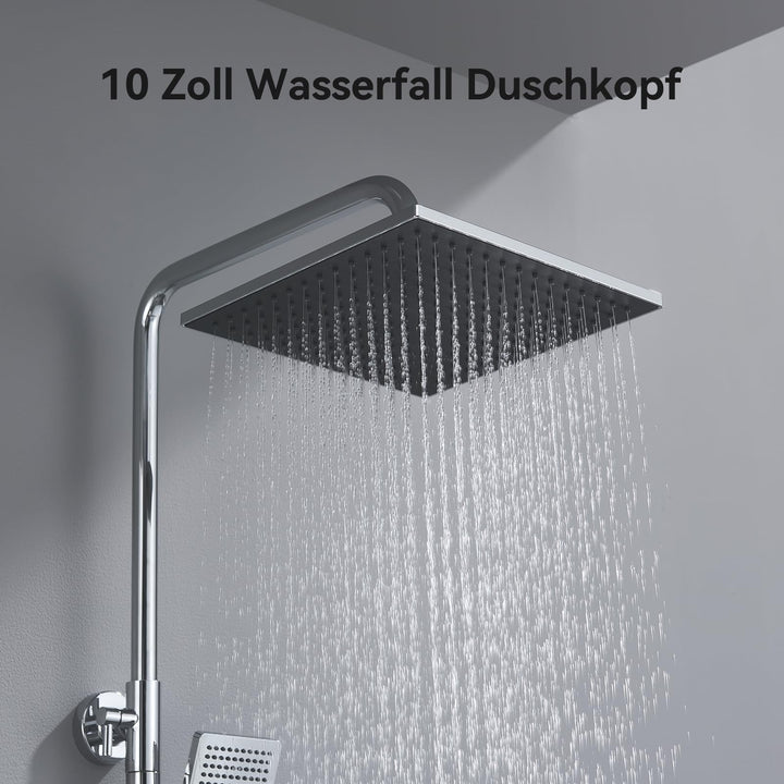 Regendusche ohne Armatur Edelstahl 25x25cm höhenverstellbar 74-109cm - Bild 4