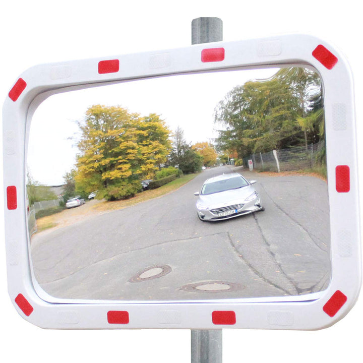 Verkehrsspiegel rechteckig 60x40cm mit Reflektoren wetterbeständig