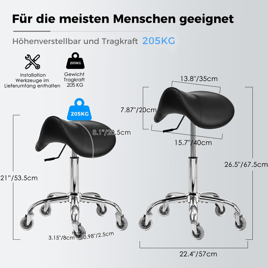 Sattelhocker mit Rollen höhenverstellbar 53–67 cm bis 158 kg - Bild 2