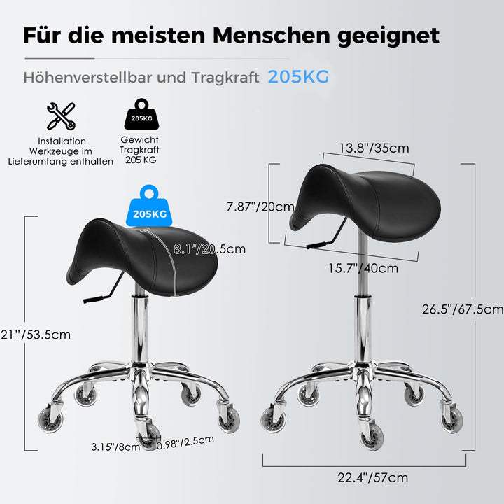 Sattelhocker mit Rollen höhenverstellbar 53–67 cm bis 158 kg - Bild 2