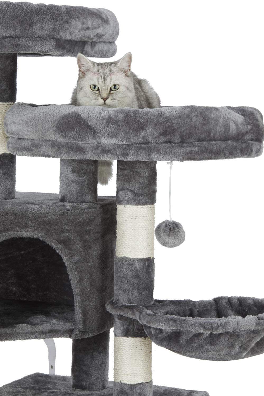 Kratzbaum gross mit 2 Hoehlen und Haengematte fuer grosse Katzen - Bild 6