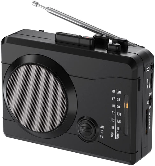 Kassettenspieler mit USB-Digitalisierung, FM/AM-Radio und Mikrofon
