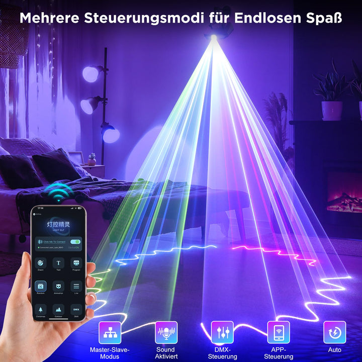 Discolicht 2W mit Bluetooth-App DIY-Animation und DMX512 für Party - Bild 6