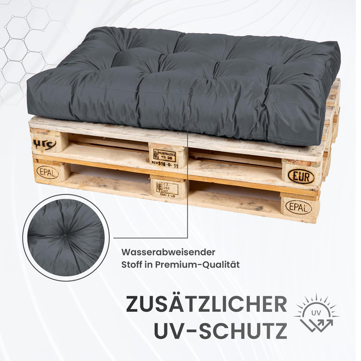 Palettenkissen Set 7-teilig 120x80x18cm Anthrazit In- &amp; Outdoor - Bild 4