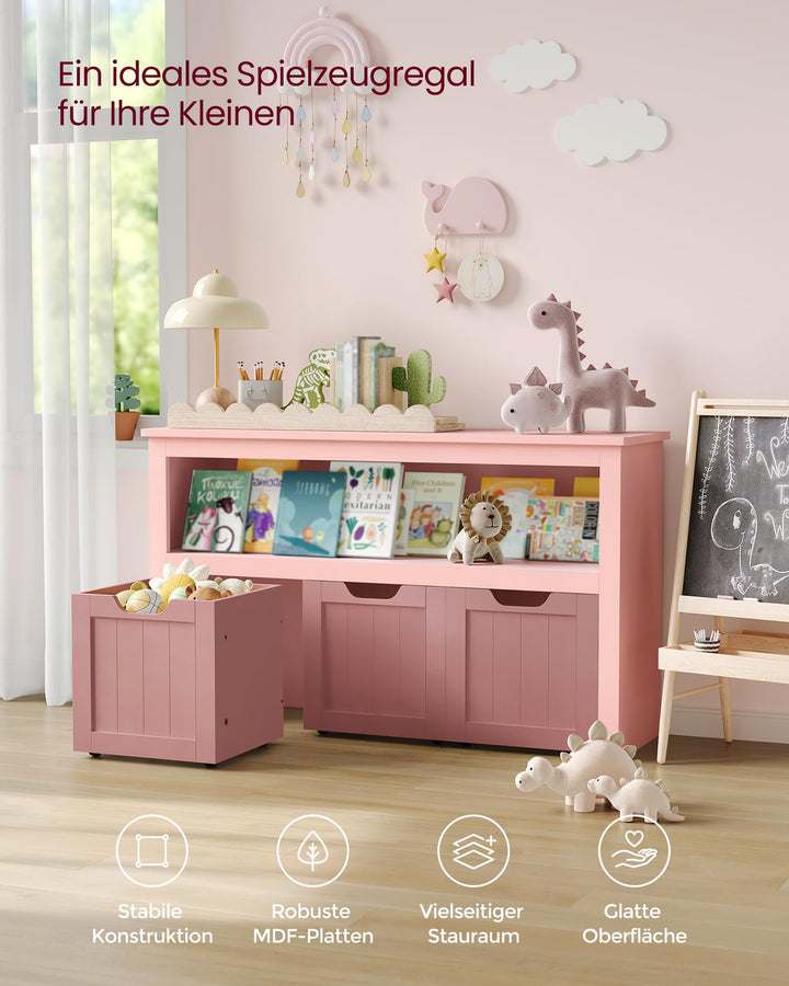 Kinderregal mit Rollen 3 Schubladen MDF 60 cm Spielzeugaufbewahrung - Bild 3