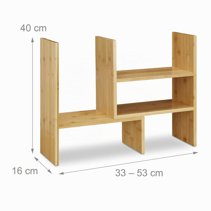 Tischregal Bambus verstellbar 33-53 cm Schreibtisch Organizer - Bild 4