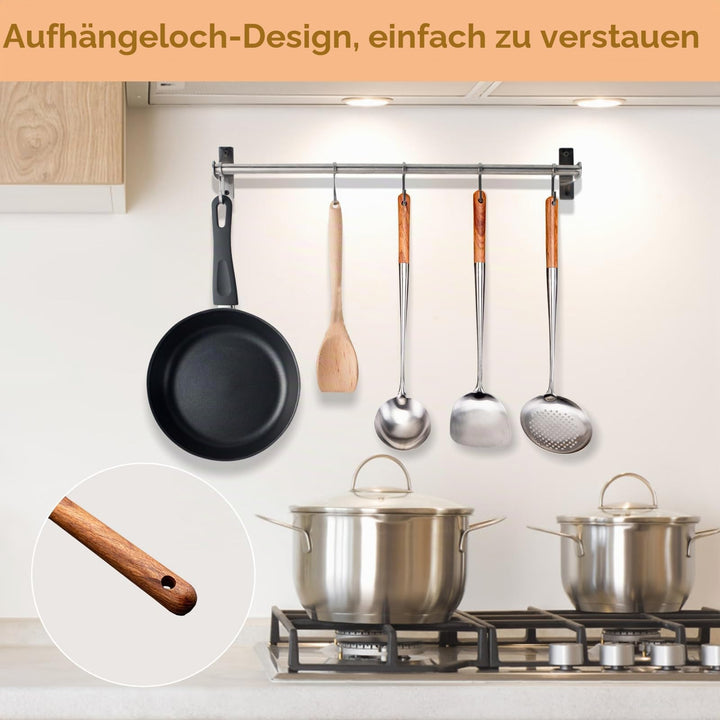 Wok-Kochutensilien Set 304 Edelstahl mit Birnenholzgriff 43 cm - Bild 6