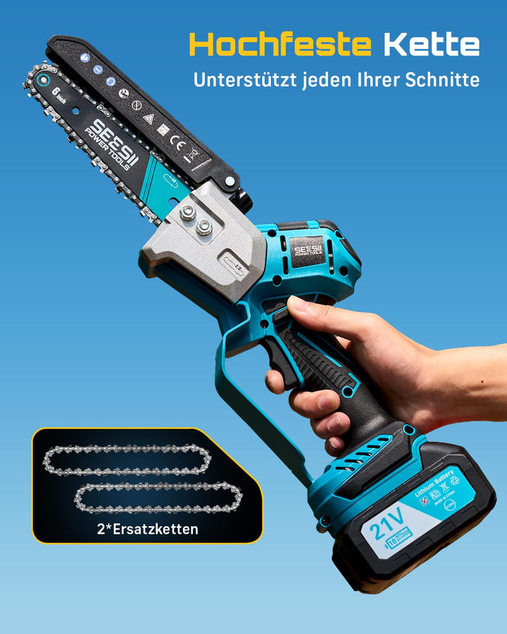 Mini Kettensäge Akku 6 Zoll bürstenlos 1000W mit 2x4Ah Akku - Bild 7