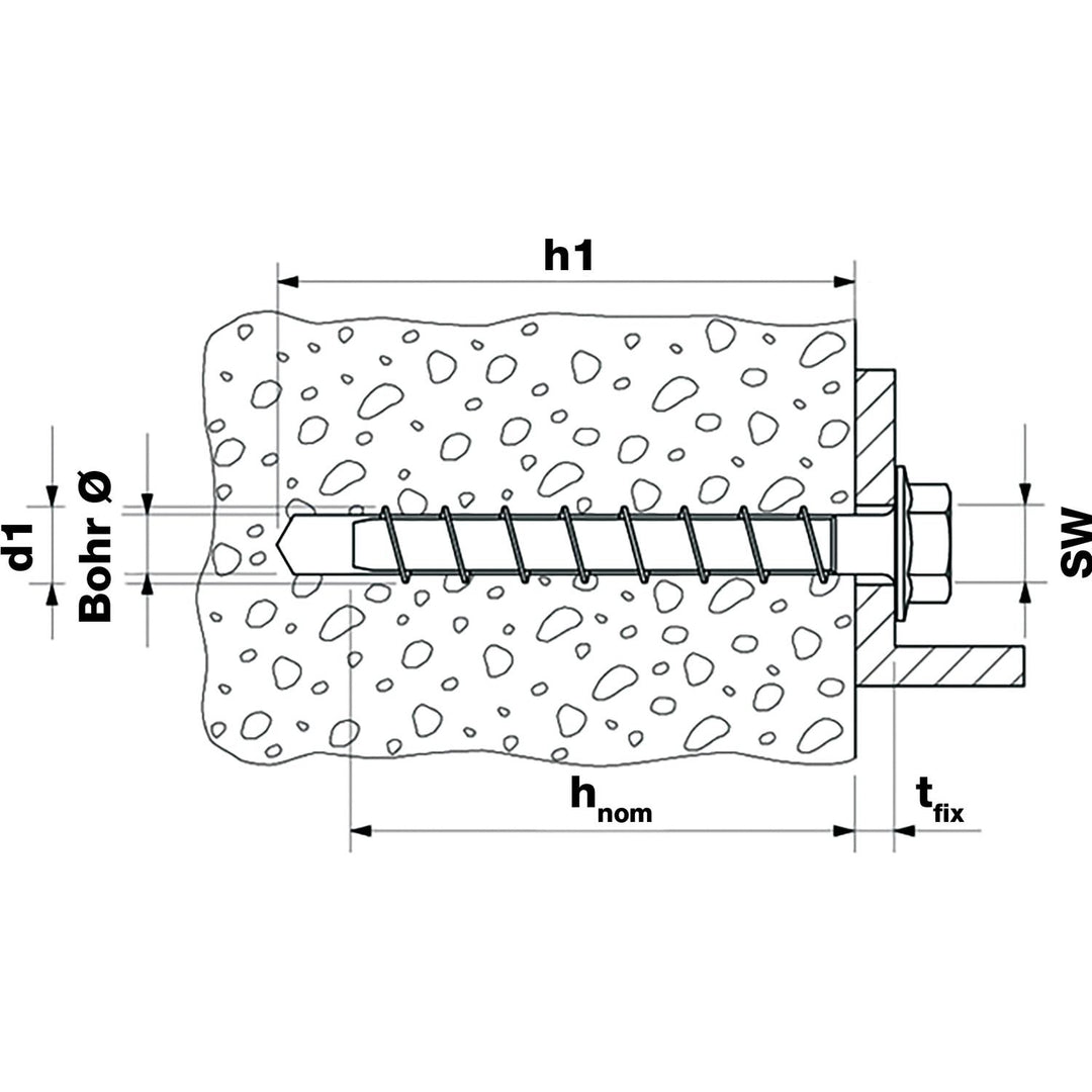 Betonschraube 8x130 mm galv. verzinkt Sägezahn 50er-Pack - Bild 2