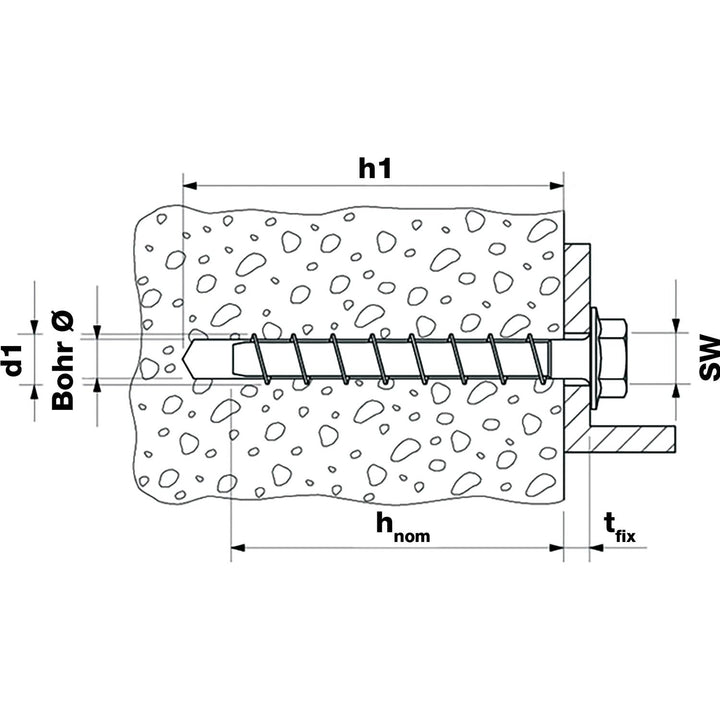 Betonschraube 8x130 mm galv. verzinkt Sägezahn 50er-Pack - Bild 2