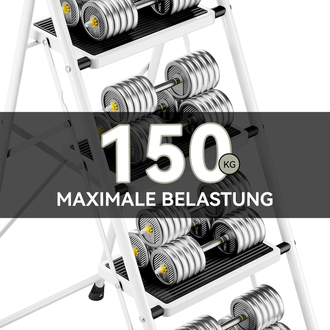 Trittleiter 4 Stufen klappbar Stahl mit Handlauf 151 kg - Bild 4