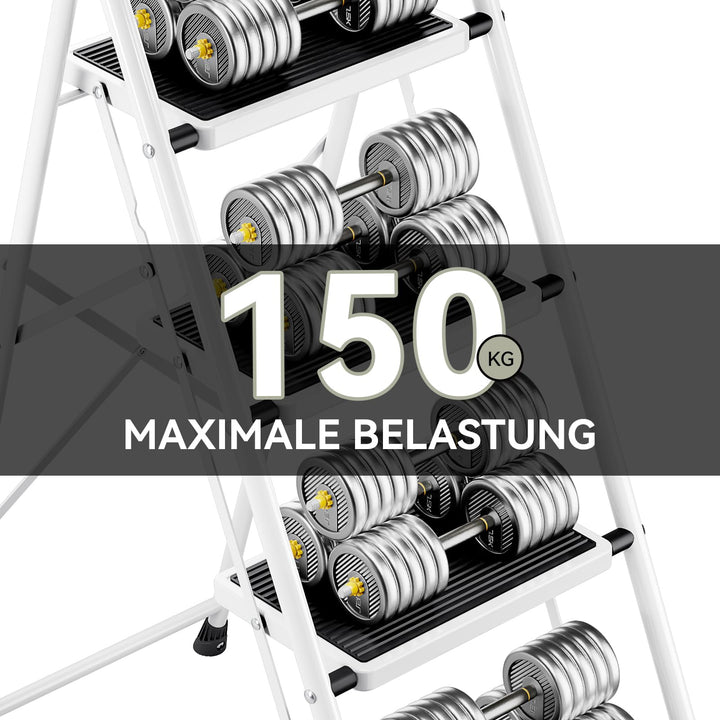 Trittleiter 4 Stufen klappbar Stahl mit Handlauf 151 kg - Bild 4