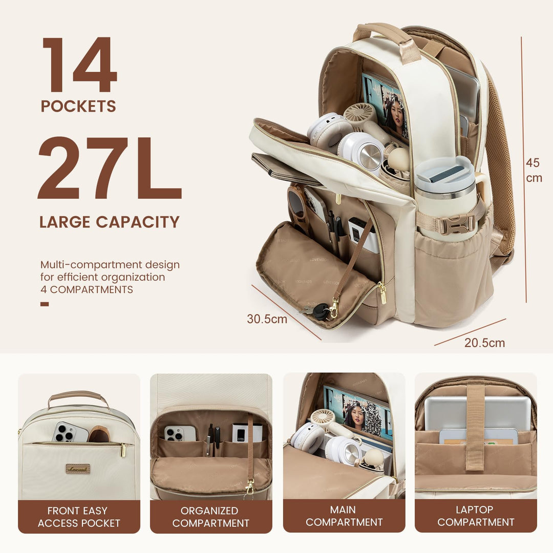Damenrucksack 15,6 Zoll Laptop wasserabweisend mit Becherhalter - Bild 3