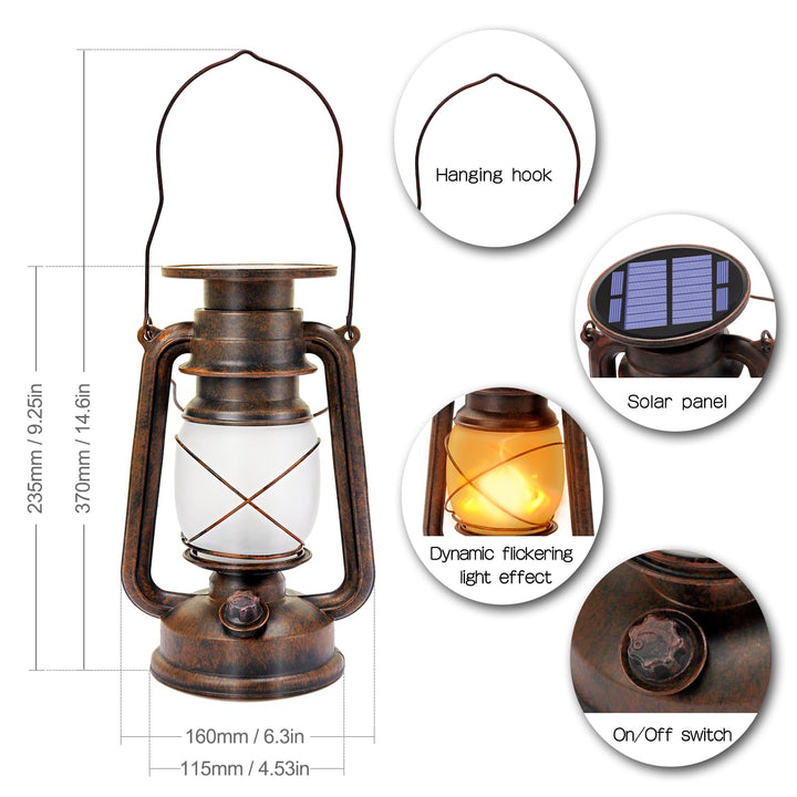 Solar Laterne Aussen Vintage 2er-Set mit Flammeneffekt IP65 - Bild 7