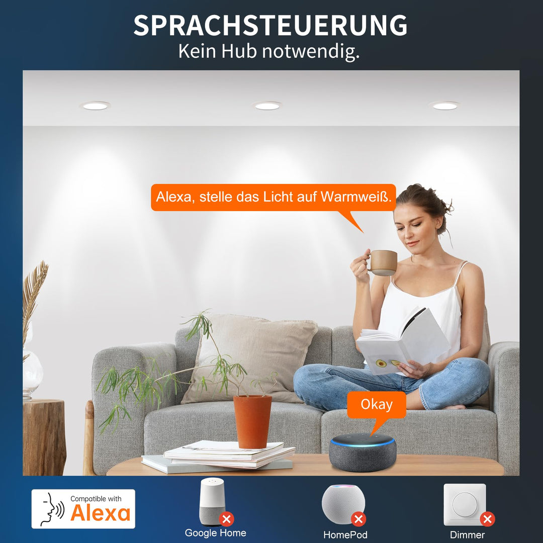 Einbaustrahler LED Smart 7W 230V dimmbar 2700-6000K 6er-Set - Bild 3