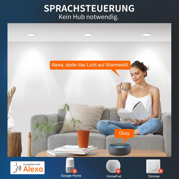 Einbaustrahler LED Smart 7W 230V dimmbar 2700-6000K 6er-Set - Bild 3