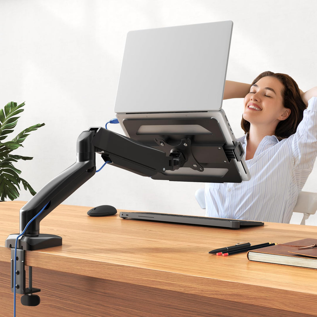 Laptop &amp; Monitor Halterung 2-in-1 Stahl VESA 75/100 Tischklemme - Bild 7