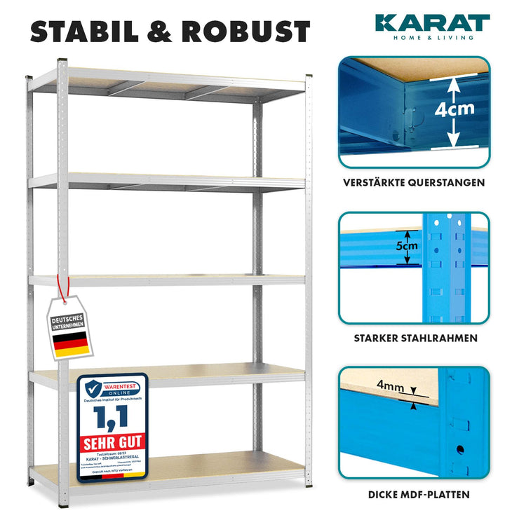 Schwerlastregal Stahl verzinkt 180x90x60 cm 5 Böden Steckregal - Bild 3