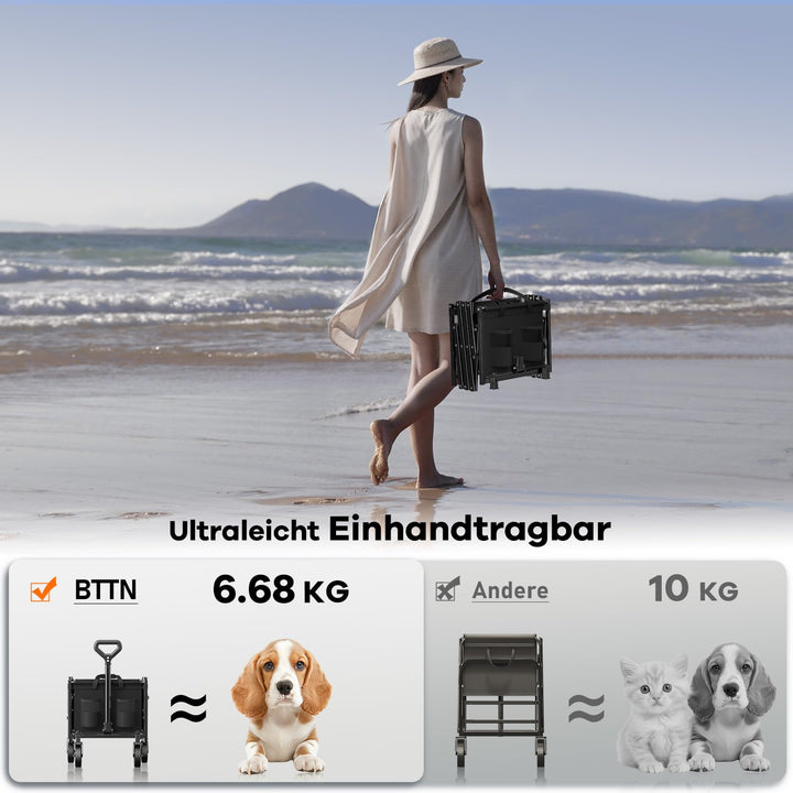 Bollerwagen faltbar 120L extra lang mit 360°-Rädern schwarz - Bild 8
