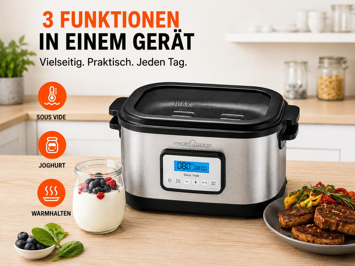 Sous Vide Garer 8,5L mit LCD-Display und Schongarfunktion