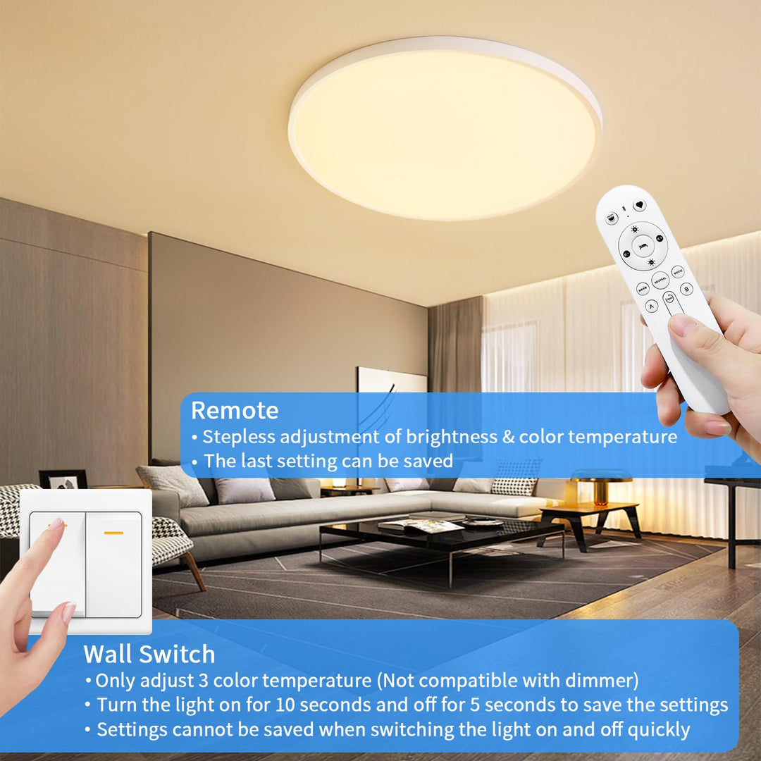 LED Deckenleuchte Flach Dimmbar Rund 48W Ø50cm mit Fernbedienung - Bild 3