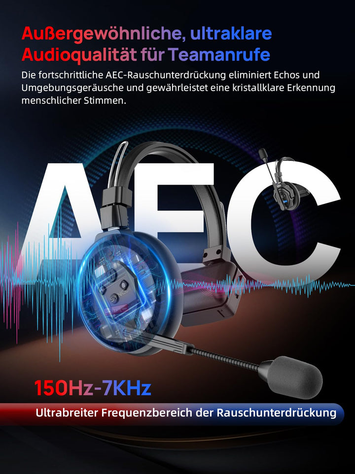 Funk-Intercom Headset 2.4GHz Full-Duplex 350m Reichweite 2er-Set - Bild 4